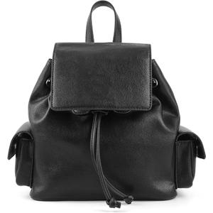 Drawstring Leather Backpack Elegant Bags for Women Drawstring Leather Backpack with Adjustable Strap and Magnetic Buckle, Casual Daypack Black