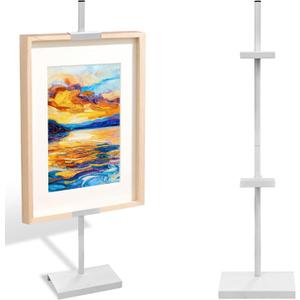 Wndyspup Tabletop Picture Frame Stand, Adjustable Table Easel Stand Up to 25.6", Metal Table Top Easel & Picture Stands for Display, Photo Frames, Artwork, Canvas & Certificates - Black Frame Holder Stand for Tabletop Display (White)