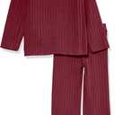 Amazon Essentials Girl's Wide-Rib Outfit Set (Dark Red)