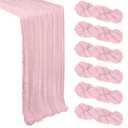 6 Pack Pink Cheesecloth Table Runner 10Ft Gauze Cheese Cloth Table Runner 35x120 Inch Boho Rustic Sheer Fabric for Summer Wedding Party Decor Baby Shower Centerpiece Home Table Decorations