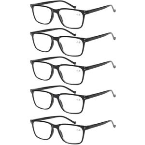 JOSCHOO 5 Pack Reading Glasses Men Women Spring Hinges Comfortable Glasses for Reading (5 Black, 1.5)