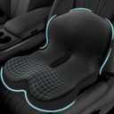 Memory Foam Seat Cushion for Sciatica & Back Pain Relief - Ergonomic Chair Pad with Adjustable Strap & Supportive Comfort Cover, Non-Slip for Car, Truck, Office Chair -Black