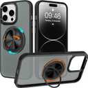 ZIYE Black Case for iPhone 14 Pro Case with Stand [Compatible with MagSafe] Slim Heavy Duty Protection Military Grade Shockproof Magnetic Cover with 360 Rotatable Ring Kickstand for Women Men