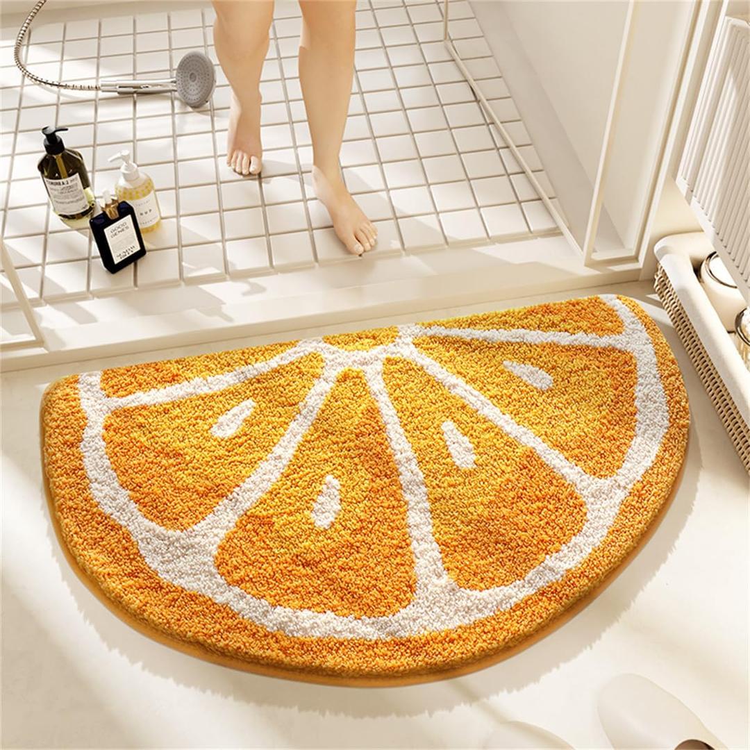 Ankah Fruit Bath Mats Cute Bathroom Rugs, Particularly Absorbent, Very Soft, and Dry Fast That fits in The Kid's Room, Bathroom or Other Room, 17.7" x 31.5", Orange
