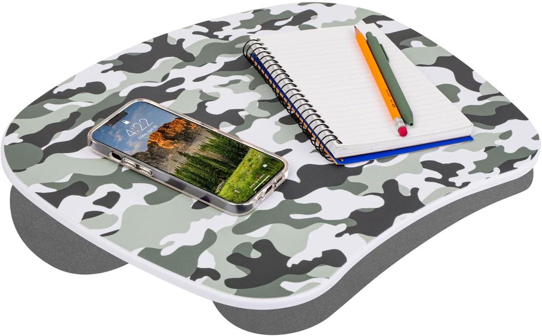 LAPGEAR MyStyle Portable Lap Desk with Cushion - Gray Camo - Fits up to 15.6 Inch Laptops - Style No. 45325