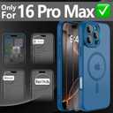 Cufelf Magnetic for iPhone 16 Pro Max Case(Compatible with Magsafe) Full Camera Protection,2+Full Coverage Screen Protector,Translucent Matte,Military Drop Protection Phone Case,6.9",Blue