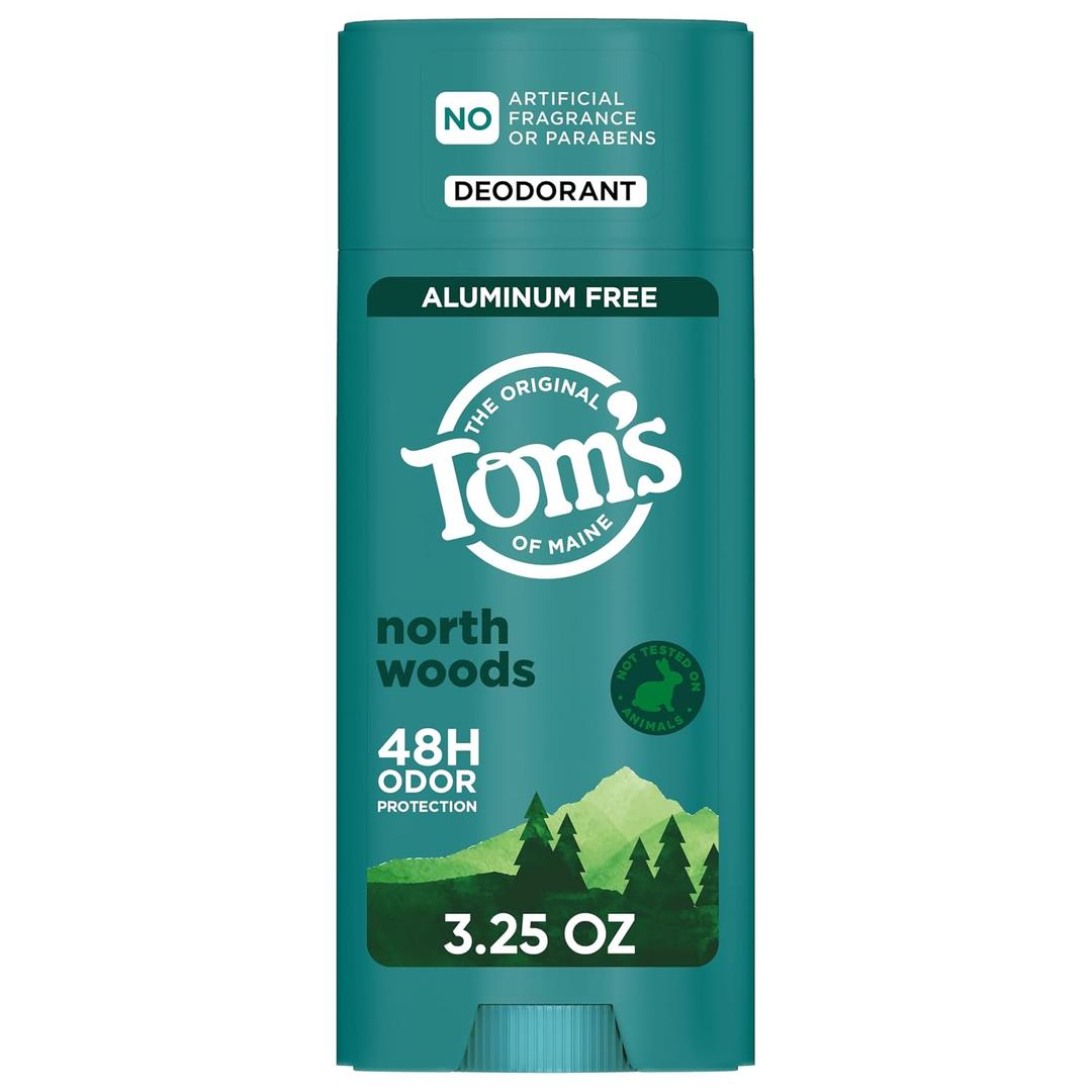 Toms of Maine North Woods Antiperspirant for Men and Women, No Artificial Fragrances, Dyes, or Preservatives, Baking Soda Free, 48-Hour Odor and Sweat Protection, 3.25 oz (1 Pack)