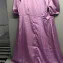 Salt Attire Havana-Lavender Midi Length Wrap Dress – Satin V-Neck Fit & Flare Balloon Sleeves, Side Belt Fastening
, M