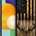DJSOK Compatible with Samsung Galaxy A13 4G CaseDesign Pattern Back Bumper Anti Scratch Reinforced Corners Soft TPU Caver,Cases for Men Women-Wood Grain American Flag Buck Hunter Deer