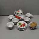 fanquare Vintage Porcelain Tea Set for Women Tea Party, Cup and Saucer Set for 6, Wedding Floral Teapot Set for Adults, Pink Rose