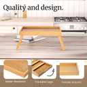 2 x Fibogollo 2 Pack Bamboo Bed Tray Table with Folding Legs,Breakfast Trays,Serving Tray for Food and Snack,Laptop Trays for Working(Natural)