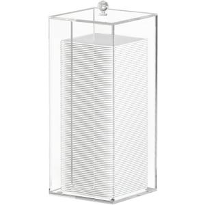 Acrylic Clean Pad Storage Box for Clean Skin Club, Cotton Pad Dispenser, Square Rounds Cotton Pad Holder (Pad Not Included) - Vertical with Lid