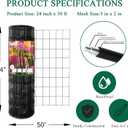 FOREHOGAR Black PVC Coated Welded Wire Fence 24 Inch x 50 Foot, 2 Inch x 3 Inch 16GA, Garden Border Fencing Roll Vinyl Coating Metal Wire Mesh for Yard Vegetable Plant Protection Poultry Netting
