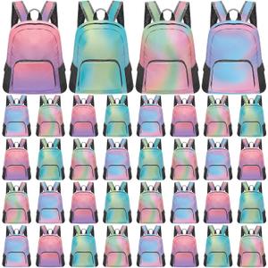 Patelai 48 Pcs 17" Backpacks in Bulk for Kids Wholesale Back Pack Lightweight Bookbags for Boys Girls School Outdoor Travel(Blurred Color), Gradient Color