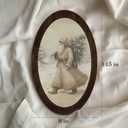 Wheatwin Vintage Christmas Santa Oval Framed Wall Art, Santa Picture Framed Wall Art, Neutral Winter Christmas Tree Wooden Wall Decor for Home Bedroom Living Room 14.5x9 Inch