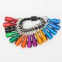 Katerk Portable Bit holder Keychain 14pcs Holders and 2pcs Connection Rods, 1/4 inch Hex Shank Screwdriver Bits Retainer, Quick Realease Bar Drill Screw Adapter Lightweight (Black Carabiner)
