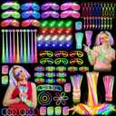 OLUPP Glow in the Dark Party Supplies, 264 PCS Light Up Party Favors with LED Glasses,Glow Sticks,Finger Lights,LED Hair Clips,Slingshot,Glasses Molds,Butterfly Bracelet for Birthday,Raves,New Year