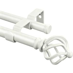 KAMANINA Double Curtain Rods for Windows 36 to 72 Inches Ivory White