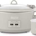 Crock-Pot 7 Quart Cook and Carry Slow Cooker with Touch Control, 4 Pre Programmed Settings, Removable Stoneware, and Locking Lid, Mushroom