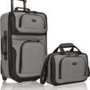 U.S. Traveler Rio Lightweight Softside Rolling Carry-on Suitcase, 2-Wheel Set, Grey