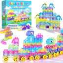 Soft Train Building Blocks with Wheels, 42 PCS Montessori Sensory Stacking Blocks, Toddler Learning Toy with Station, Squeezable, Stretchable & Stackable Tactile Toys, Preschool Creative Play for Kids