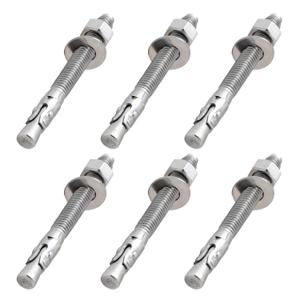 LIONMAX Stainless Steel Concrete Anchor Bolts 3/8" x 3-3/4 Inch, 6-Pack Wedge Anchors for Concrete Cement Wall Base Bracket, Rust and Corrosion Resistant