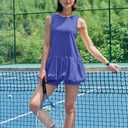 Nirovien Womens Tennis Dress Workout Athletic Dresses with Shorts Bubble Golf Outfits with Pockets Activewear (Blue, XS)