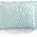Beatrice Home Fashions Medallion Chenille Bedspread, Standard Sham, Blue