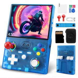 XF45V Retro Handheld Game Console, 4.5 Inch IPS HD Screen, Built-in 20,000+ Classic Games, 30+ Emulators, Portable Hand Held Open Source Linux System, 4000mAh Battery Retro Gaming Console(Blue)