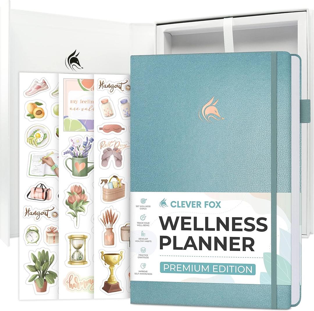 Clever Fox Wellness Planner Premium  Daily Lifestyle Journal to Support Health, Nutrition & Exercise  Healthy Living Journal with Meal, Exercise & Habit Trackers  Lasts 3 Months (Aquamarine) (A5 (5.8'' x 8.3''))