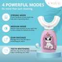 V-WHITE Kids Auto Brush Ultrasonic U-Shaped Toothbrush 360 Teeth Cleaning, Hands-Free Electric Autobrush for Kids Gum Protection, Waterproof IPX7, Wireless Charging (Pink)