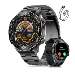 Smart Watches for Men Luxury for Android iPhone/50 Day Battery,Fitness Watch with Heart Rate/Blood Pressure/Sleep Monitor,Men's Smartwatch Amoled Display,100+ Sport Modes,IP68 Waterproof,Black, 40mm