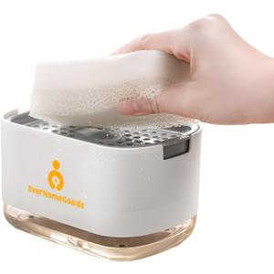 2-in-1 Dish Soap Dispenser with Sponge Holder, Premium 350ml Sponge Soap Dispenser