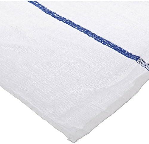 White Cotton Bar Towel w/Blue Stripe, 16" x 19", Pack 26
