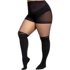 WiliW Christmas Pantyhose for Women Plus Size, Christmas Patterned Tights, High Waist Control Top Sheer Pantyhose (Black)