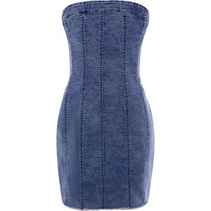 EXARUS Girls Denim Dress Spaghetti Strap/Strapless Jean Dresses Teen Party | Tween Casual Sleeveless Summer Mini Junior Dance Concert Vacation Birthday Cowgirl Western Chambray Kids Youth 8-14Y