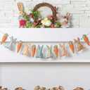 Cinnvoice Felt Rustic Easter Bunny Rabbit Banner Rabbit Beads Garland Vintage Farmhouse Spring Easter Garland Decorations Hanging Celebration Decoration for Home Party Supplies