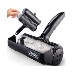 ChomChom Roller Pet Hair Remover – Original Size Reusable Lint Roller for Cat & Dog Hair on Furniture, Couch, Carpet, Car, Rugs & Bedding – Portable, Eco-Friendly (Black)