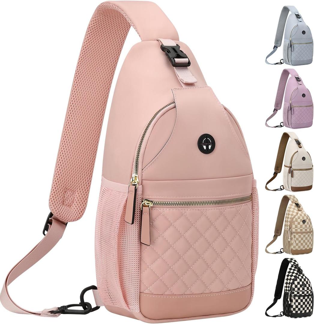 Small Crossbody Purses Bags for Women Men Travel, Chest Sling Bag Women Casual Cross Body Bag for Woman Sling Backpack (Medium, Light Pink)
