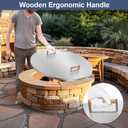 1MORE Fire Pit Lid Round 34" - Stainless Steel Firepits Cover with Wooden Handles for Patio Firepits,Rust Resistant 1.5mm Fire Pits Metal Lid, Fire Pits Cover Round, All-Season Protective.Silver
