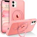 BENTOBEN for Magnetic iPhone 11 Case, Phone Case iPhone 11 [Compatible with MagSafe] Rotatable Ring Holder Kickstand Design Shockproof Women Men Girl Boy Protective Cover for iPhone 11 6.1" 2019, Pink