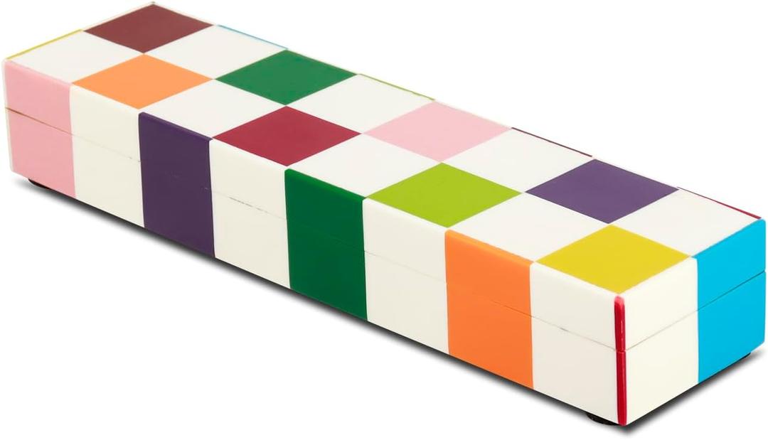 Handicrafts Home Decorative Remote Holder Box 10x2.5  Slim Organizer Box with Lid for TV Remotes, Coffee Table Dcor, Modern Shelf Box, Boho Home Dcor Accent, Black and White Decorative Storage Box (MEDLEY-JESTER)