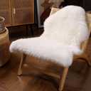 Premium Genuine Fur Sheepskin Rug Real Australia Sheepskin Natural Luxury Fluffy Lambskin Fur Area Rug Seat Covers for Kids Bedroom Sofa Chair Cover (Creamy White, Single Pelt/2ft x 3ft)