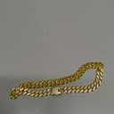 Gold Dog Chain Diamond Dog Collar Walking Metal Chain Collar with Design Secure Buckle Pet Collar Jewelry Accessories Necklace for Small Medium Large (Gold,16 Inch)