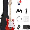 UST-70 Kids Electric Guitar Beginner Kit with Amp, Ideal First Guitar for Starter, Lightweight 30 Inch Guitar for Boys and Girls, Fun Music Gift for Learning, Practice and Play at Home, Red