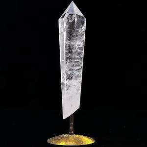White Crystal Wand Point Long Healing Crystal Scepter Decorative Stone Reiki Meditation with Display Stand Home Office Decor 0.8-1.1LBS