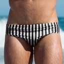 AIMPACT Mens Stripe Swim Briefs Retro Swimwear Sexy Bikini Swimsuit Print Bathing Suit