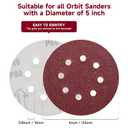 100 PCS 5 Inch Sanding Discs 320 Grit, Round Hook and Loop Sandpaper for Random Orbital Sander