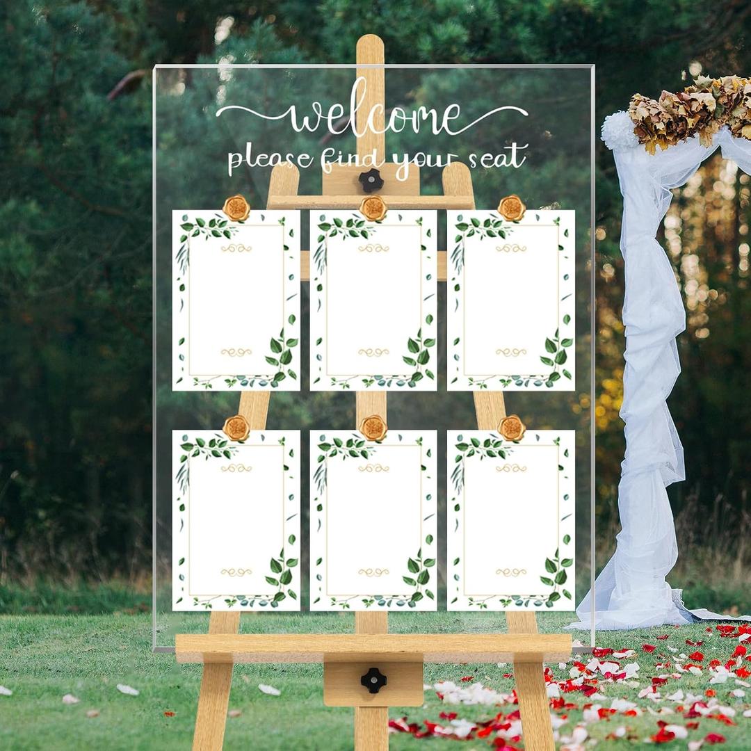 Briwooody Wedding Seating Chart Board Display 24x18 Welcome Please Find Your Seat Acrylic Table Seating Chart Board for Wedding Reception Display(Clear)