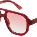 livho Trendy Polarized Square Aviator Sunglasses Women Men, Retro Sun Glasses for Women Men 2024 Shades, Medium, Burgundy/Red Gradient